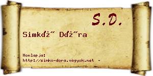 Simkó Dóra névjegykártya